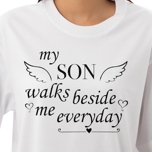 Perte du fils SVG, ne jamais marcher seul, en mémoire de, ailes d'ange, citation de deuil, jamais oublié, Sympathy Heaven, téléchargement numérique
