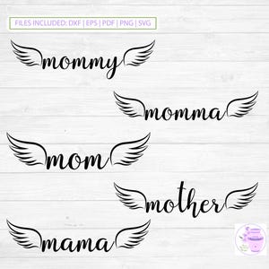 Mãe com Asas de Anjo SVG, Asas de Mãe, Em Memória Amorosa, Mamãe e Mamãe, Adesivo Memorial, Asas de Anjo de Mamãe, Mãe Desaparecida, Download Digital