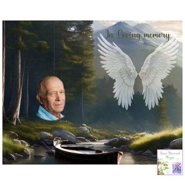 Outdoor And Fishing Memorial Gift PNG, In Loving Memory, Never Forgotten, DIY Item, Personalized Image, Fishing In Heaven, Digital Download