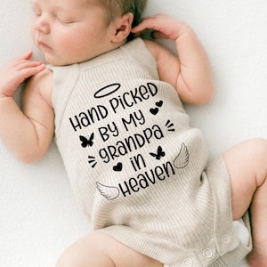Hand Picked By My Grandpa In Heaven SVG, Baby Shower Gift, Newborn Infant, Gift From God, Grandparent Quote, In Memory Of, Digital Download