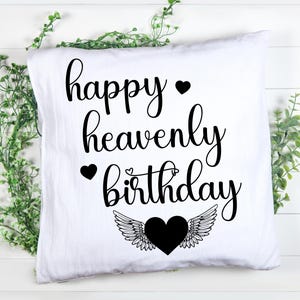 Joyeux anniversaire céleste SVG, pour un souvenir affectueux, jamais oublié, perte d'un être cher, repose en paix, pour toujours dans nos coeurs, téléchargement numérique