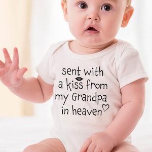 Verzonden met een kus van mijn opa in de hemel SVG, gedenkteken gezegde, voor pasgeborene, babyshower cadeau, beschermengel, digitale download