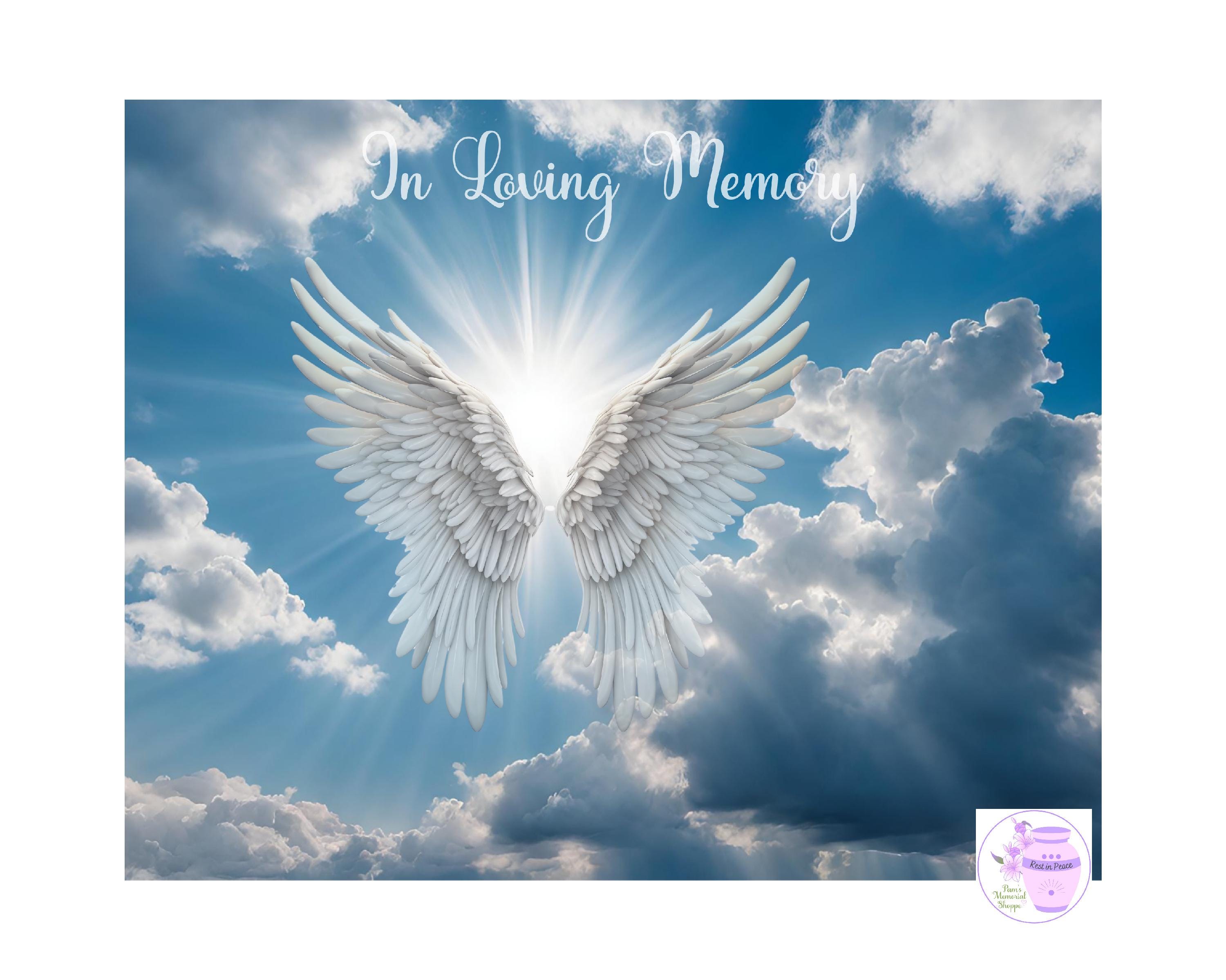 Sky With Clouds and Ray of Light, in Loving Memory PNG, Angel Wings