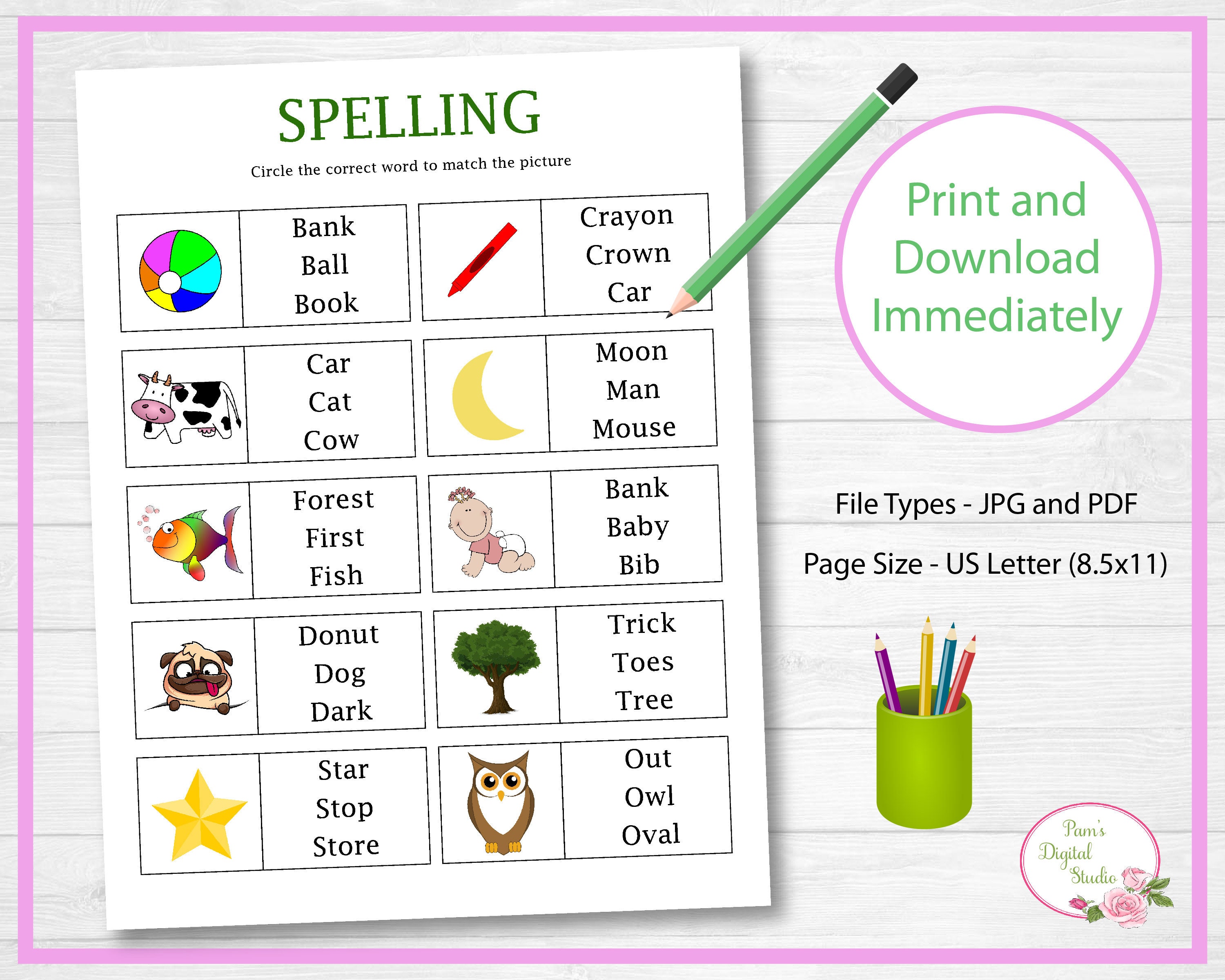 learn-to-spell-spelling-worksheet-learning-worksheet-child-etsy