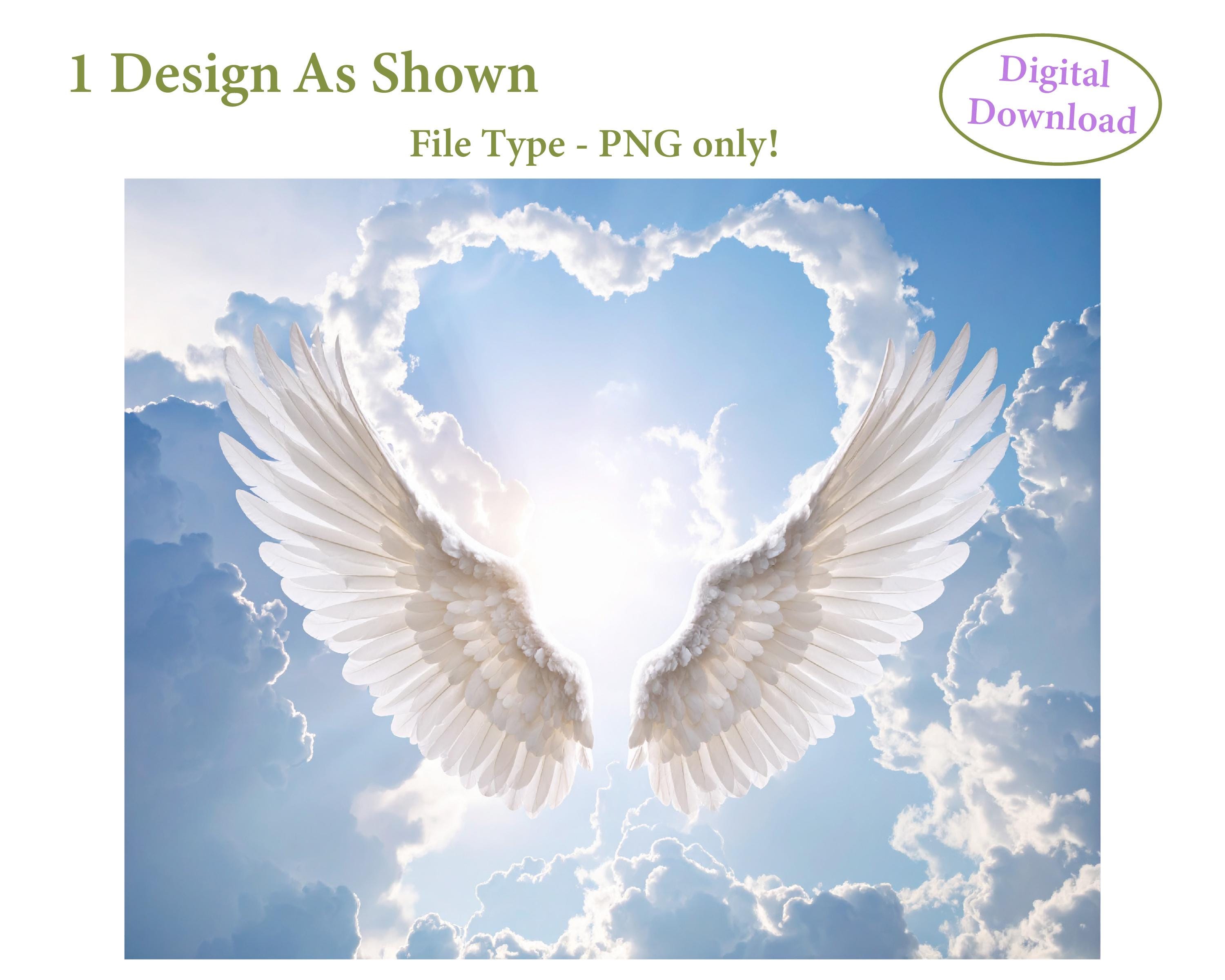 Blue Sky With Clouds Angel Wings and Ray of Light, in Loving Memory PNG ...
