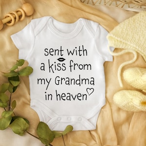 Envoyé avec un baiser de ma grand-mère au paradis SVG, dicton commémoratif, pour nouveau-né, cadeau de baby shower, ange gardien, téléchargement numérique