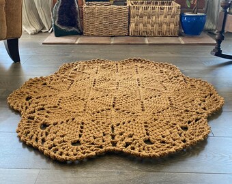Tan Crochet Rug
