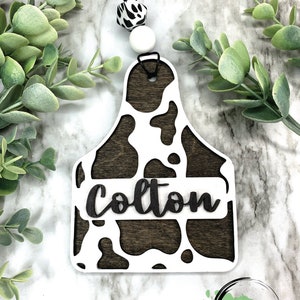 Cow Print Christmas Stocking Tags Digital Cut File