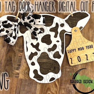 Cow and Tag Door Hanger Digital Cut File