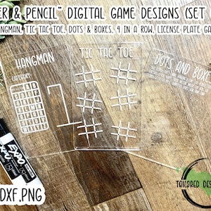 Design digital de jogo de papel e lápis/glowforge/cortador cnc/vinil/arquivo de corte/cortador a laser