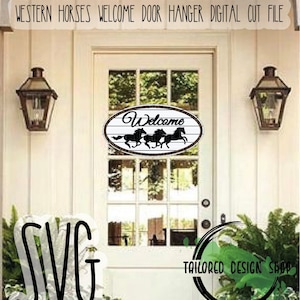 Western Horses Door Hanger Digital Cut File