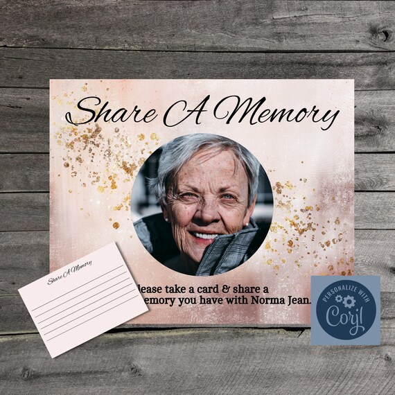 Editable Funeral Share A Memory Sign & Cards I Funeral Sign I | Etsy