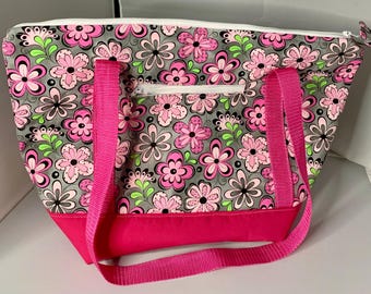 Floral Tote Bag | Large Pink Canvas Shopper
