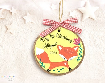 My first Christmas Ornament, Baby's 1st Christmas Ornament, Woodland Fox Ornament