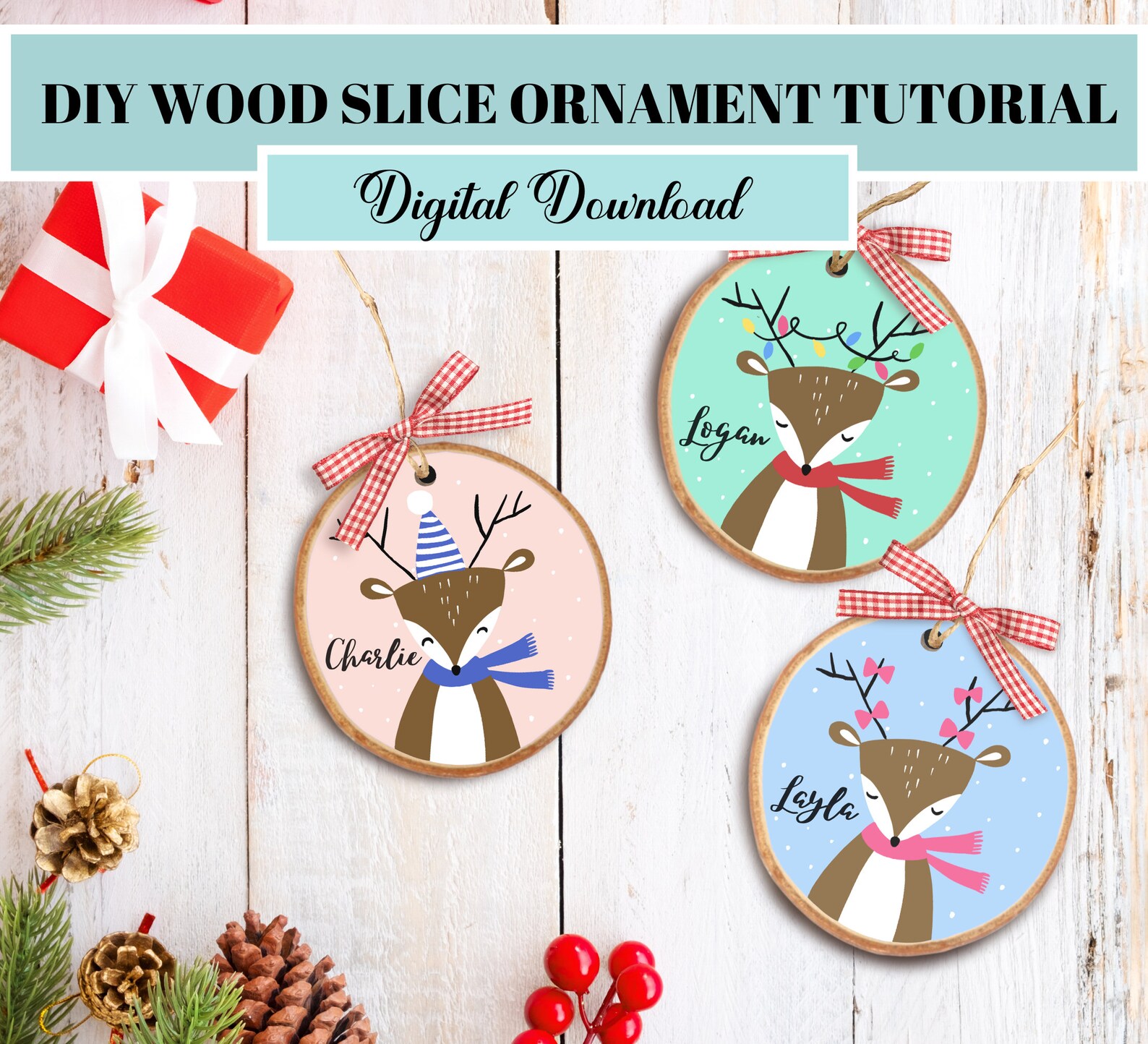 Diy Christmas Painting Tutorial DIY Christmas ornament whimsical reindeer painting tutorial | Etsy