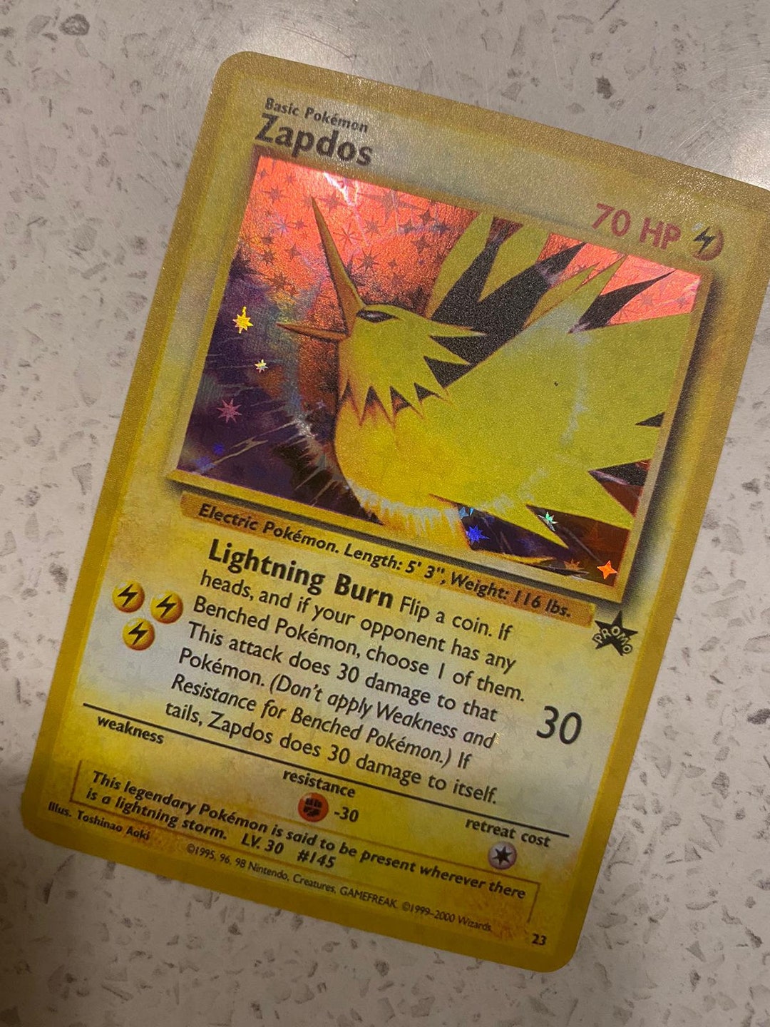 Pokémon Fossil Zapdos 23 Black Star Promo Edition 1 Custom Etsy