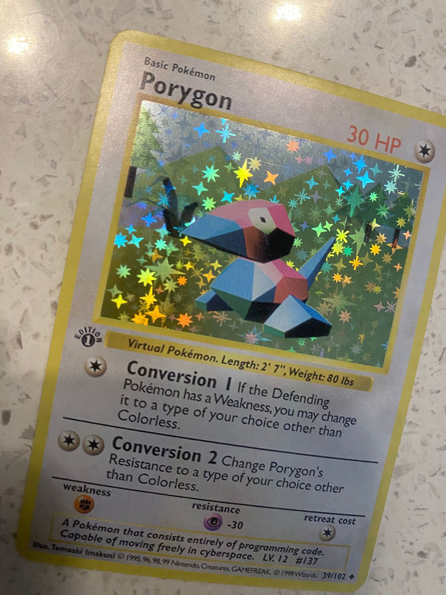 PSA 7 - Pokemon Card - Base 39/102 - PORYGON (uncommon