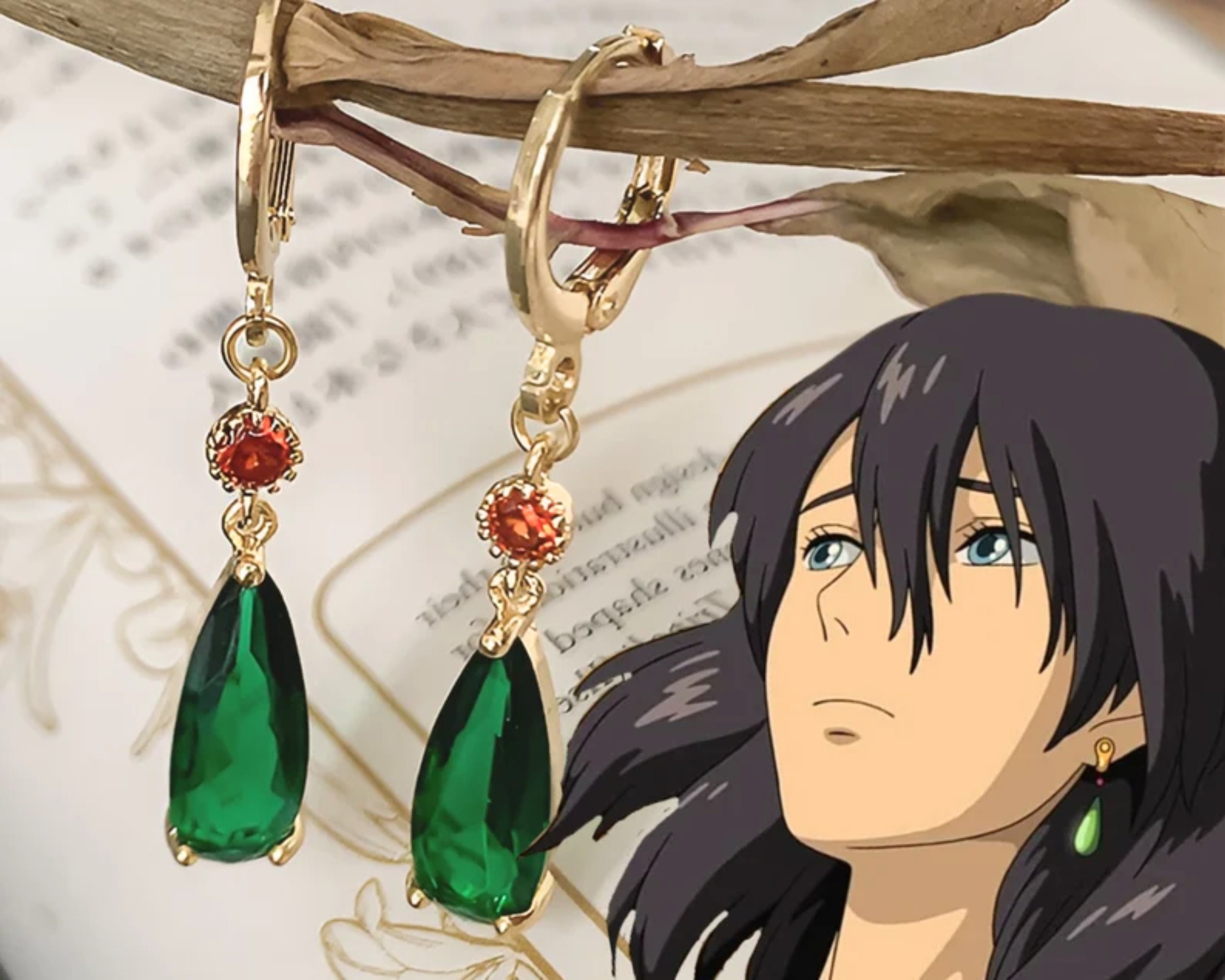 Howls Moving Castle Earrings Anime Cosplay Ear Studs Cosplay