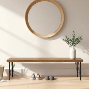 Banco rústico de madeira feito à mão, móvel para hall de entrada, banco para corredor estilo fazenda, assento de madeira maciça, banco sob medida, banco rústico para mesa de jantar.