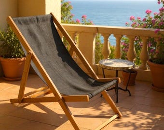 Verstelbare houten ligstoel - Stijlvolle en comfortabele ligstoel bij het zwembad om te zonnebaden in de tuin en op het strand, zomercadeau, strandchaise longue