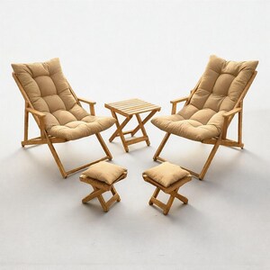 Premium Wooden Garden Chair with Armrest, Adjustable Patio Chair, Comfortable Patio Sun Lounger, Garden Sunbed, Balcony Chair, Deck Chair. image 9