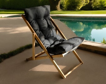 Elegant Outdoor Chaise Lounge - Stylish Pool Lounger, Perfect for Patio & Garden Chair - Ideal Summer Gift, Foldable Deck Chair with Cushion