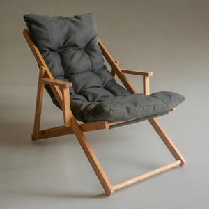 Premium Wooden Garden Chair with Armrest, Adjustable Patio Chair, Comfortable Patio Sun Lounger, Garden Sunbed, Balcony Chair, Deck Chair. image 12