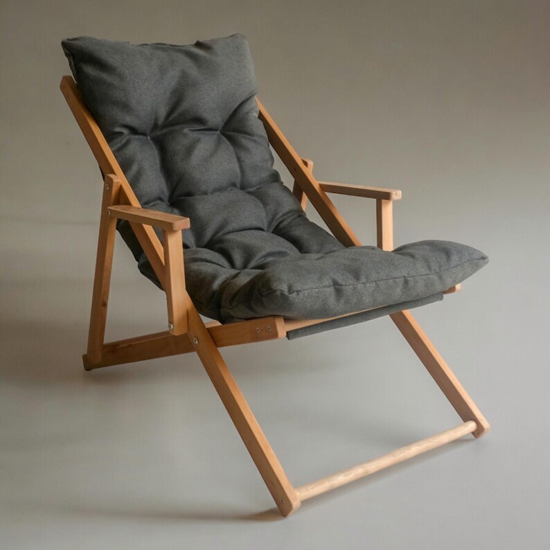 Premium Wooden Garden Chair with Armrest, Adjustable Patio Chair, Comfortable Patio Sun Lounger, Garden Sunbed, Balcony Chair, Deck Chair. image 12