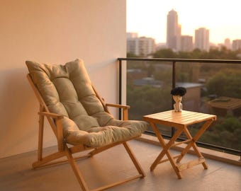 Premium Gartenstuhl Set mit Armlehne, klappbar & verstellbar, Balkonstuhl, Idealer Sommer Geschenk Stuhl, Terrassenstuhl Set, handgefertigte Sonnenliege.