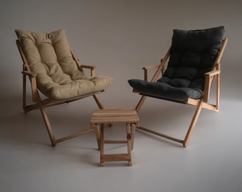 2 stoelen + 1 kruk, set van 3 elegante chaise longues voor buiten - stijlvolle ligstoel voor bij het zwembad, perfect voor terras en tuinstoel - opvouwbare ligstoel.