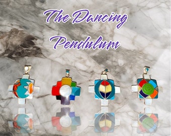 Chakana Pendant | Sterling Silver Andean Cross | Abalone & Gemstone | Handcrafted Peruvian Jewelry | Inca Symbol of Balance and  Harmony