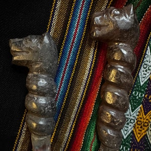 Shaman Staff hand carved from Jiwaya, meteorite stone from Peru. Andean Puma.  Large or small.