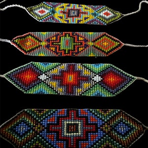 Shamanic Protection Ceremonial Sacred geometry unisex handwoven bead bracelet. Hand made in Peru.