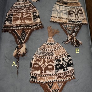 Shaman Chullo Hat with Andean  Designs  Chullo hat is hand-weaved showing  Inca geometric patterns And in Andean style
