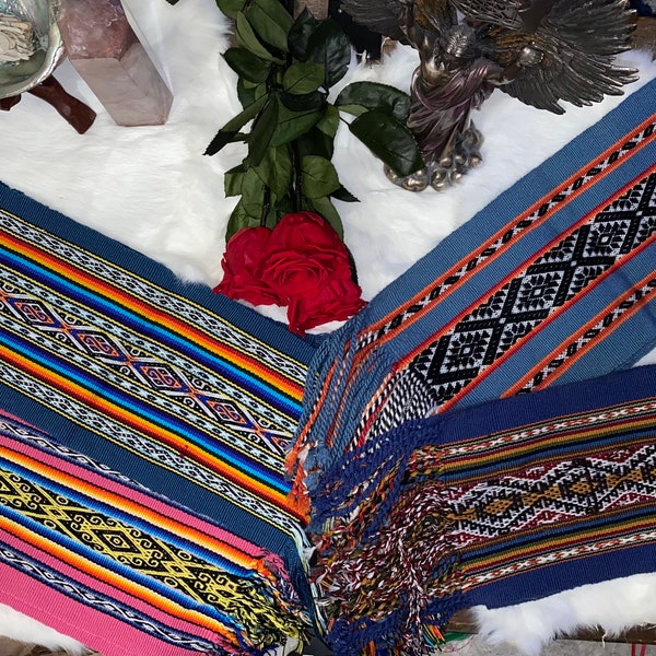 Textile Scarf -Different colors available of Peruvian Andean Textiles/ Chalinas Scarfs/ Table runner/ Altar cloth, made by Natives from Peru