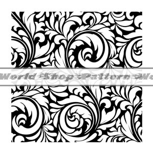 May include: Black and white floral pattern with intricate swirls and leaves. The pattern is seamless and can be used for a variety of design projects.