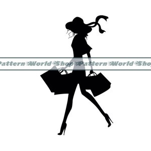 Winkelen vrouw SVG, mode SVG, winkelen SVG, winkelen clipart, winkelen bestanden voor Cricut, gesneden bestanden voor silhouet, dxf, png, eps, vector