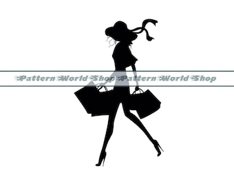 Einkaufen Frau SVG, Mode SVG, Einkaufen SVG, Einkaufen Clipart, Einkaufen Dateien für Cricut, Schnittdateien für Silhouette, Dxf, Png, Eps, Vektor