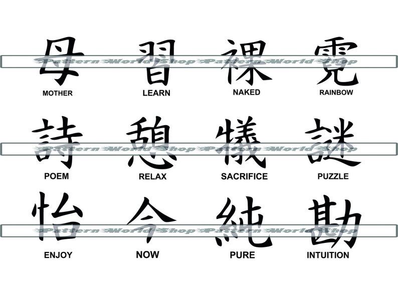 Japanese Kanji Bundle SVG Japanese Kanji Set Japanese Etsy