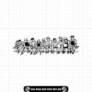 Almuerzo en la cima de un rascacielos SVG PNG Dxf, archivo de corte de silueta de trabajador de la construcción vintage, clipart icónico de herrero de Nueva York para Cricut y Silhouette