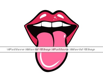 Lips and Tongue SVG, Lips SVG, Tongue SVG, Rock SVG, Clipart, Pliki dla Cricut, Pliki do cięcia dla sylwetki, Dxf, Png, Eps, Wektor, Drukuj