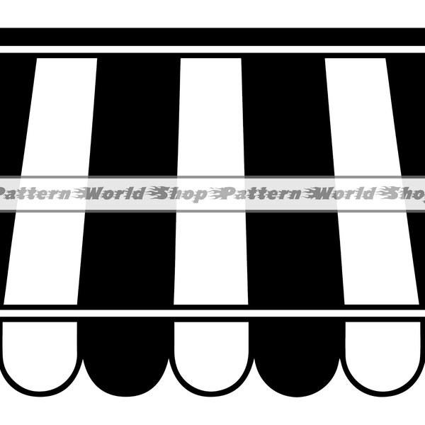 Striped Awnings #2 SVG, Store Svg, Shop Svg, Awnings Clipart, Awnings Files For Cricut, Awnings Cut Files For Silhouette, DXF,PNG,Eps,Vector