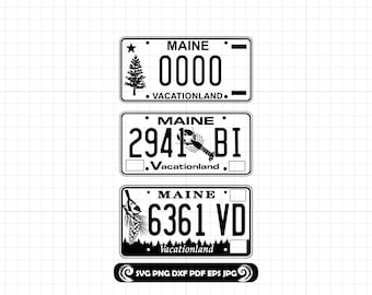 Maine License Plate SVG PNG DXF Bundle: Vacationland Cut File