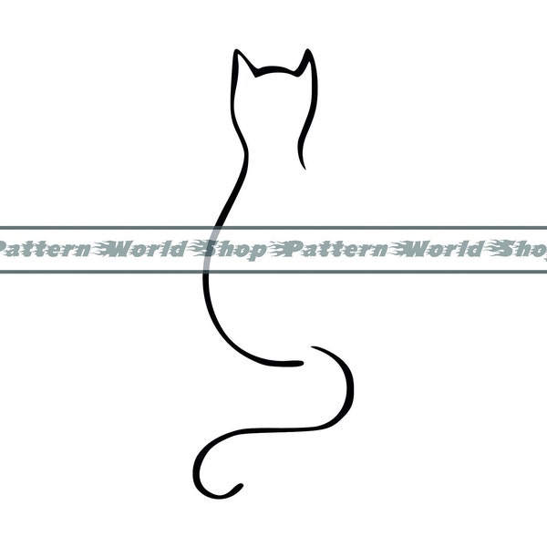 Cat Outline SVG, Cat Tattoo SVG, Cat Outline Clipart, Cat Outline Files For Cricut, Cat Outline Cut Files For Silhouette, Dxf,Png,Eps,Vector