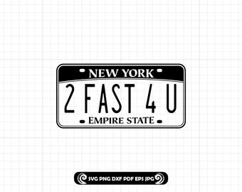 New York License Plate SVG Png DXF, NY State Cut File