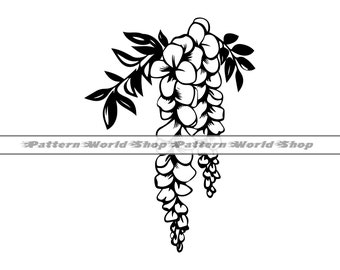 Wisteria SVG, Wisteria Flower SVG, Wisteria Floral SVG, Wisteria Clipart, Files For Cricut, Cut Files For Silhouette, Dxf, Png, Vector
