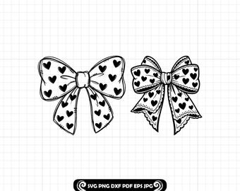 Lazo de corazón coqueto SVG PNG DXF: Archivo de corte de diseño retro de San Valentín (descarga digital)