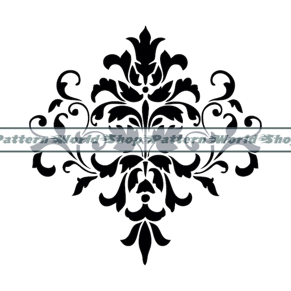 Damask Element #2 SVG, Damask Stencil SVG, Vintage Pattern Svg, Clipart, Files For Cricut, Cut Files For Silhouette, DXF, Png, Eps, Vector