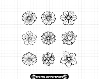 Paquete de pétalos de flores de Sheridan SVG, PNG y DXF, archivos de corte para Cricut y corte láser.