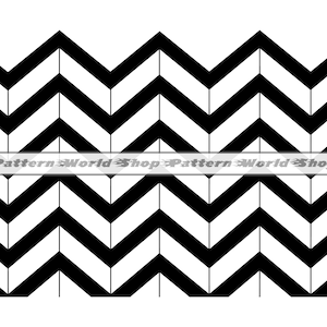 May include: Black and white chevron pattern. The pattern is made up of alternating black and white triangles.